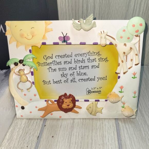 Vtg 2003 Roman God Created Everything Photo Frame Kids 3.5"x5" Noah's Ark Animal - Picture 1 of 9